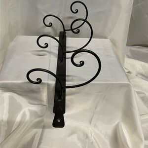 Metal Scroll Wall Hook Rack - Black